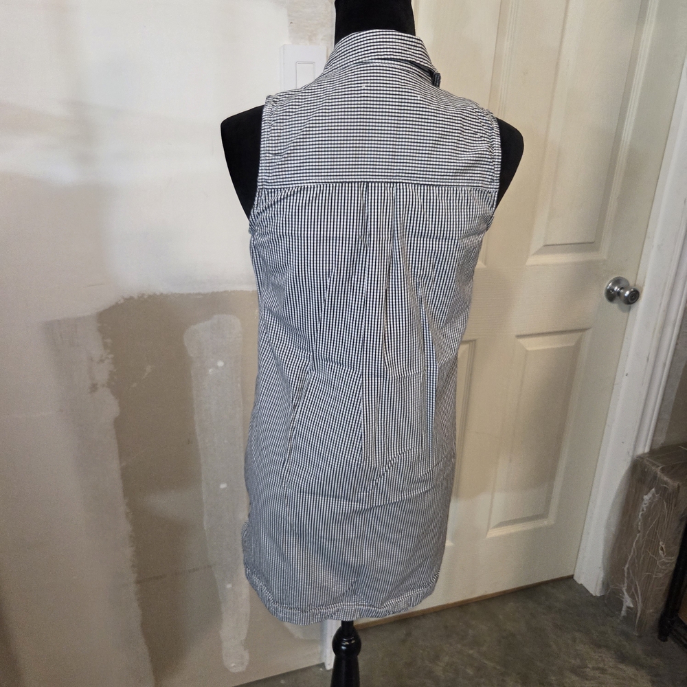 Abercrombie & Fitch Shirt Dress SMALL Mini Black White Checkered Sleeveless - Picture 4 of 12